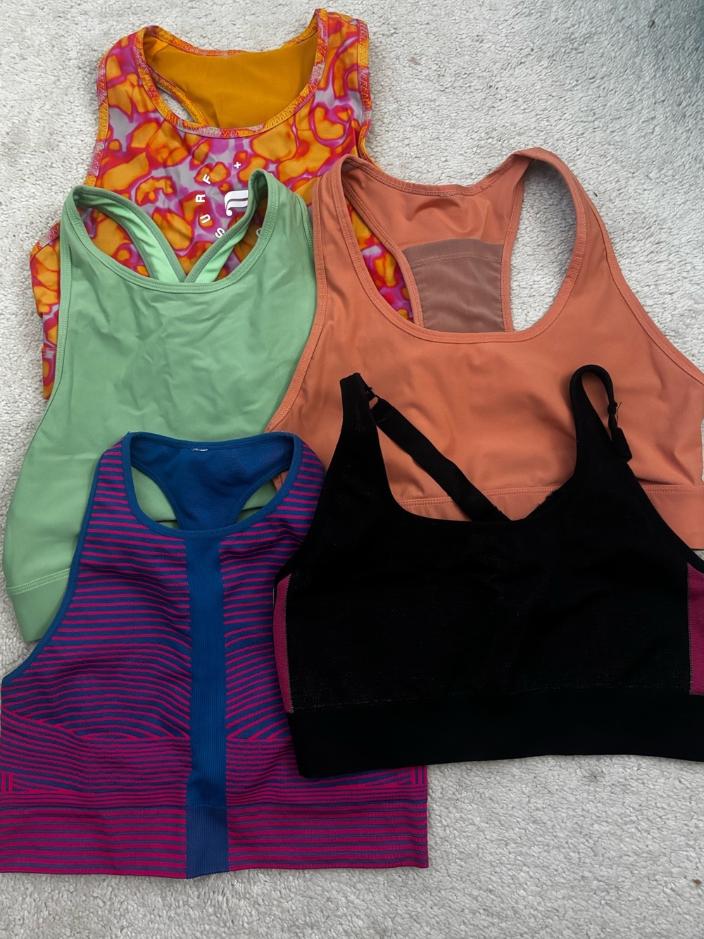 Bundle of 5 Fabletics Women’s Sports Bras - Assorted Colors